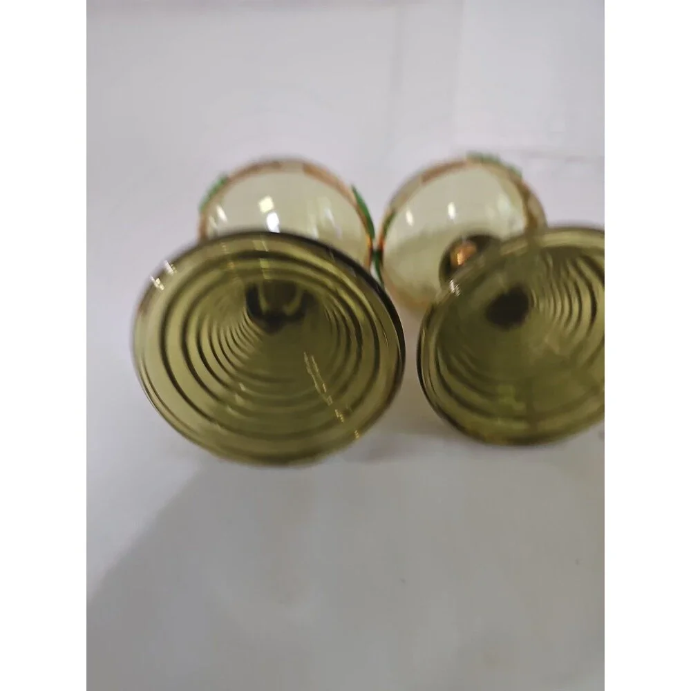 vintage german roemer Wiesbaden beehive gold green barware grapevine pattern